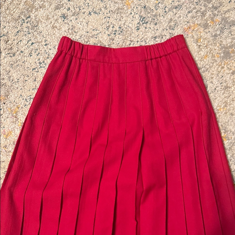 Talbots Classic Pleated Wool Red A-Line Skirt 4 - Picture 7 of 7